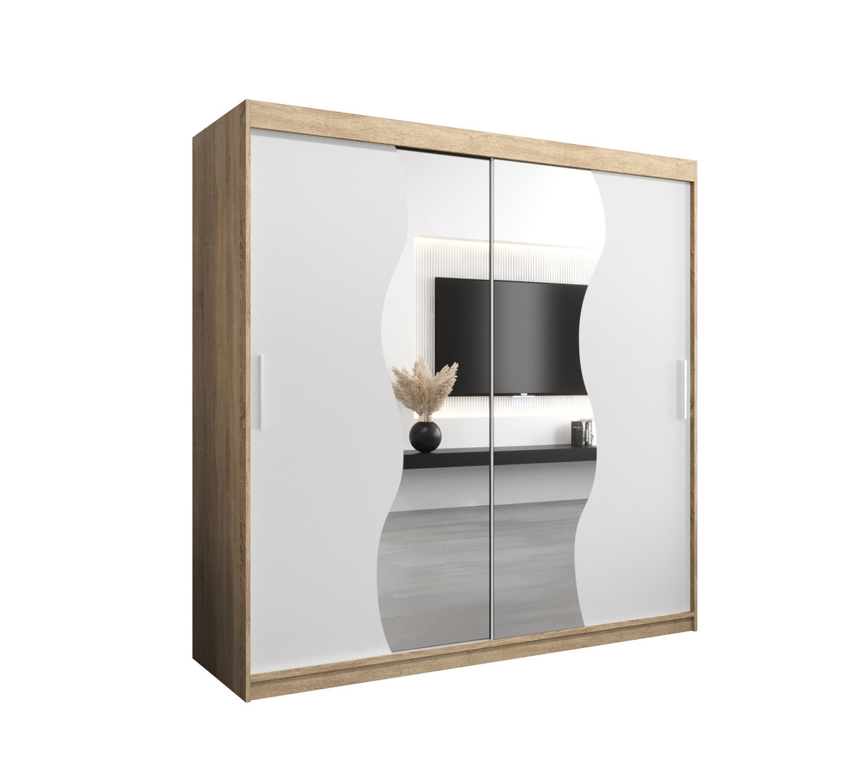 Szafa przesuwna Garderoba MADRYT 200 gł. 62 sonoma/biały