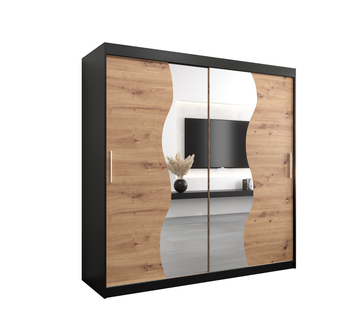 Szafa przesuwna Garderoba MADRYT 200 gł. 62 czarny/artisan