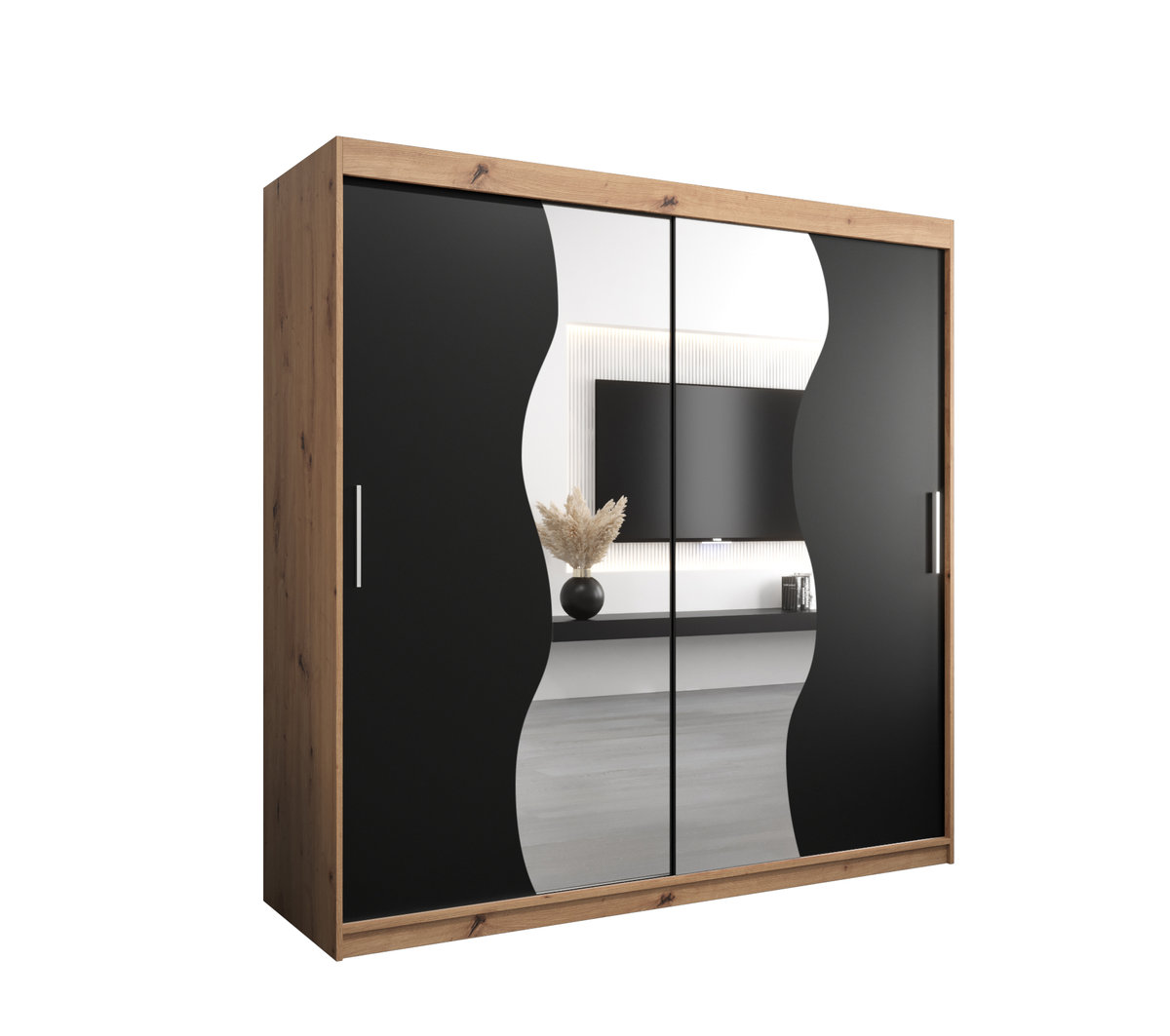 Szafa przesuwna Garderoba MADRYT 200 gł. 62 artisan/czarny