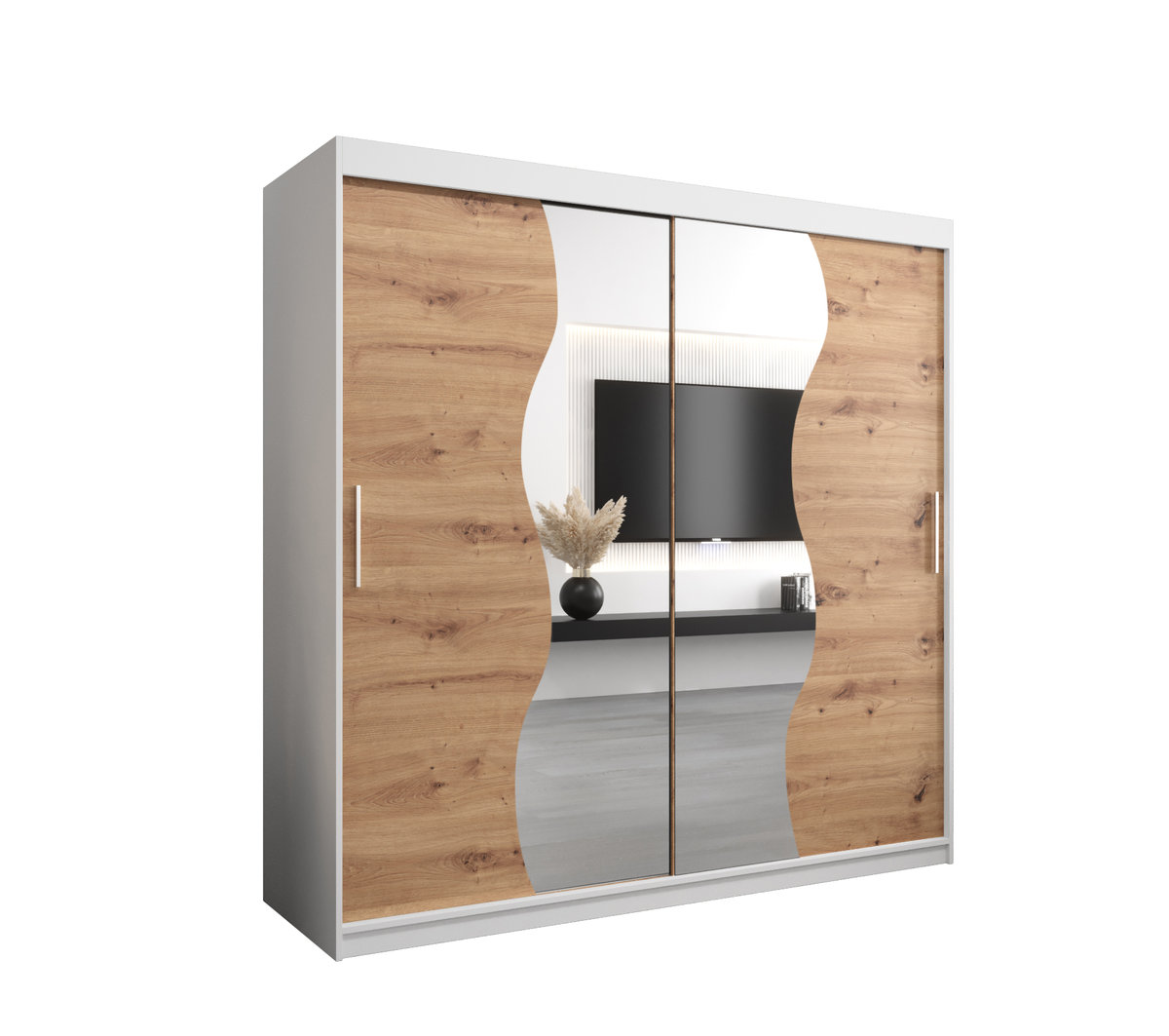 Szafa przesuwna Garderoba MADRYT 200 gł. 62 biały/artisan