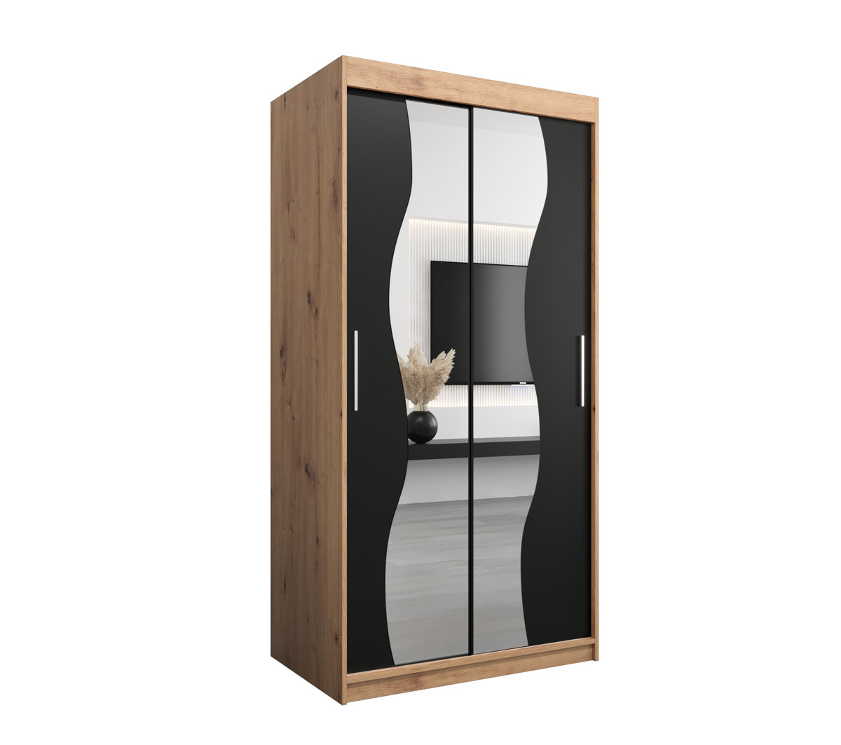 Szafa przesuwna Garderoba MADRYT 100 gł. 62 artisan/czarny