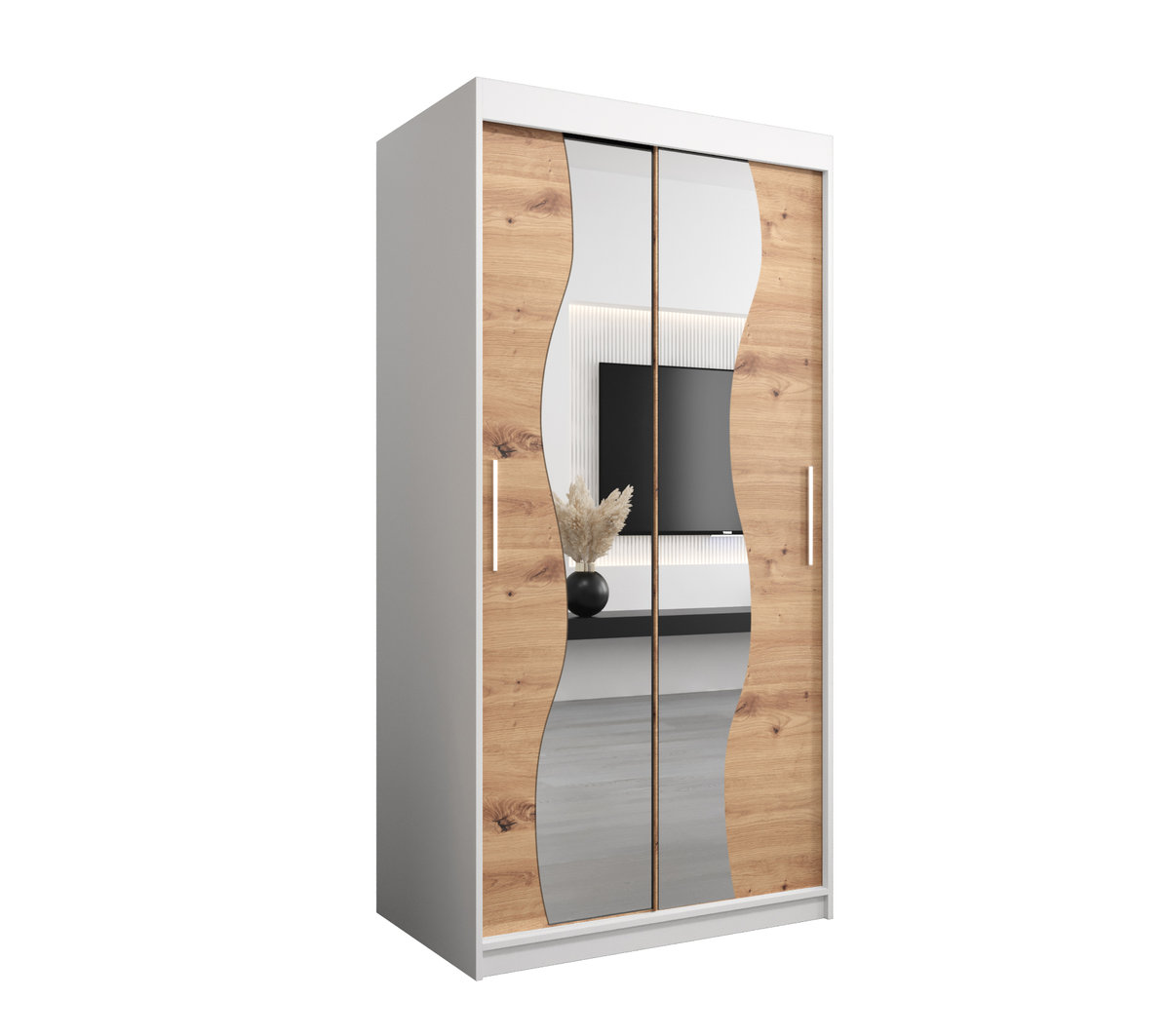 Szafa przesuwna Garderoba MADRYT 100 gł. 62 biały/artisan