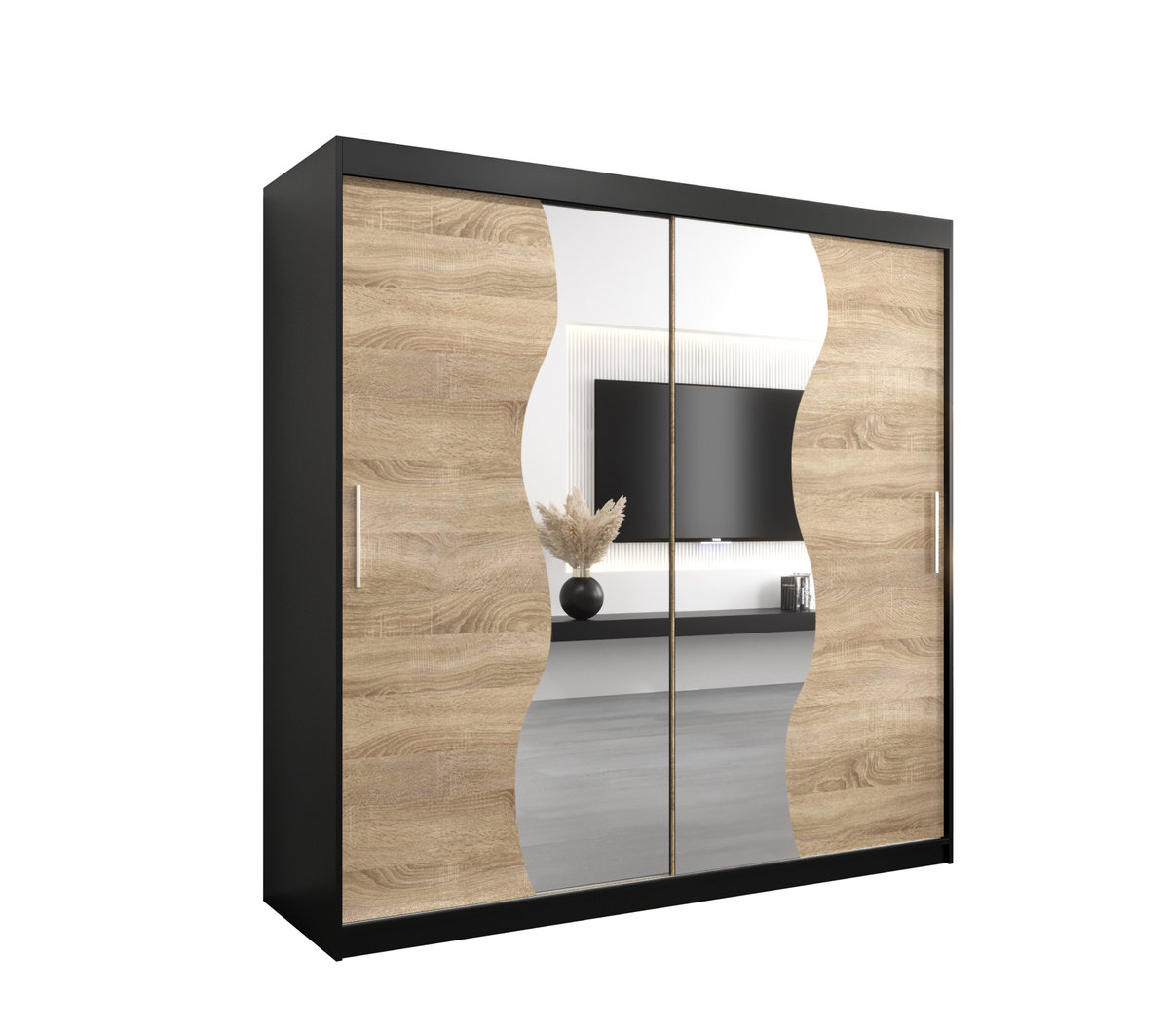 Szafa przesuwna Garderoba MADRYT 200 gł. 62 czarny/sonoma