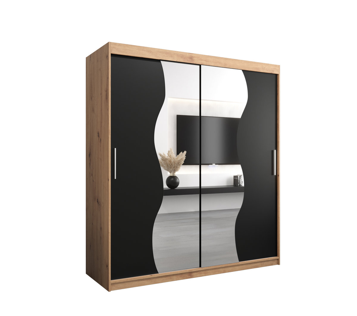 Szafa przesuwna Garderoba MADRYT 180 gł. 62 artisan/czarny