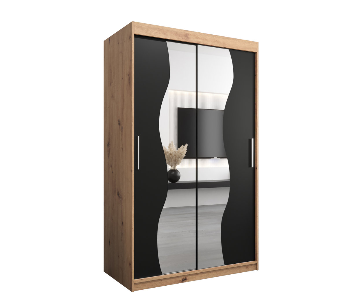 Szafa przesuwna Garderoba MADRYT 120 gł. 62 artisan/czarny