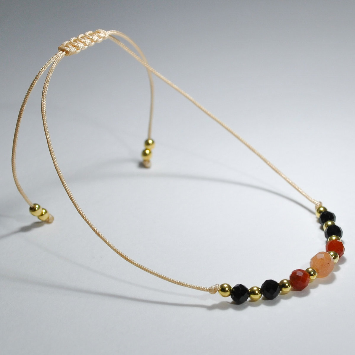 Bransoletka z Kamieni Naturalnych KiANU Kamień Słoneczny Jaspis Czerwony Turmalin Onyks Srebro 925