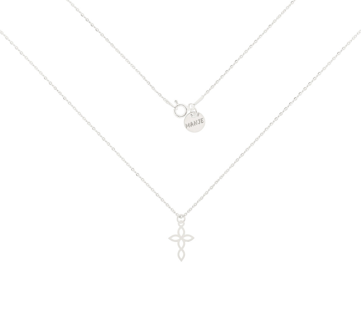 Srebrny naszyjnik z ażurowym krzyżem 50 cm