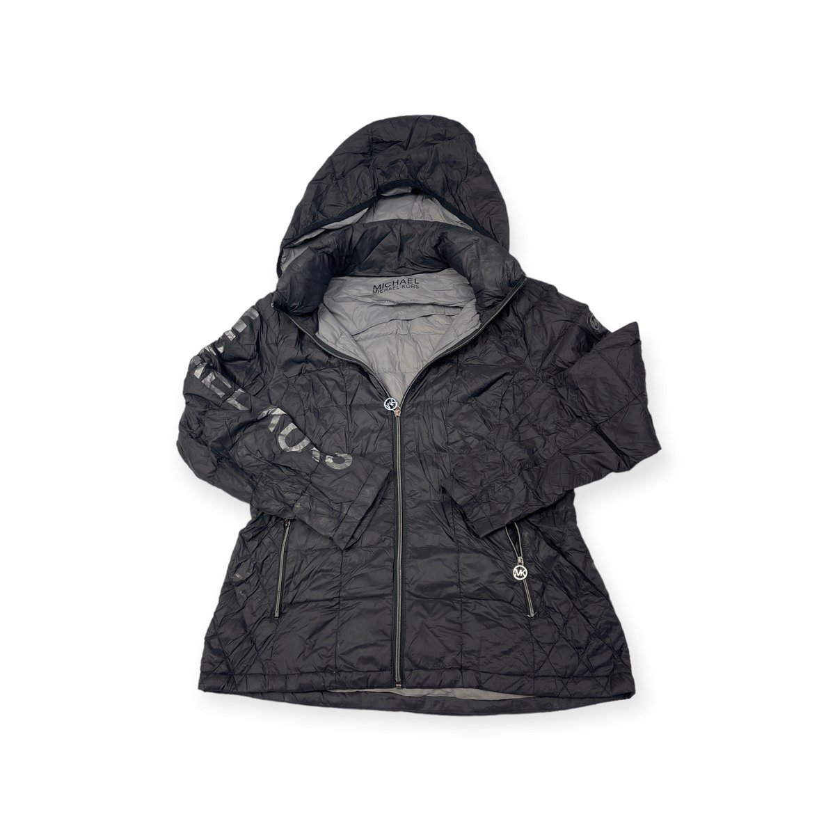Przejściowa czarna kurtka damska kaptur Michael Kors L