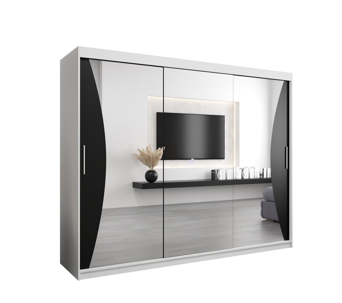 Szafa przesuwna Garderoba MONACO 250 gł. 62 biały/czarny