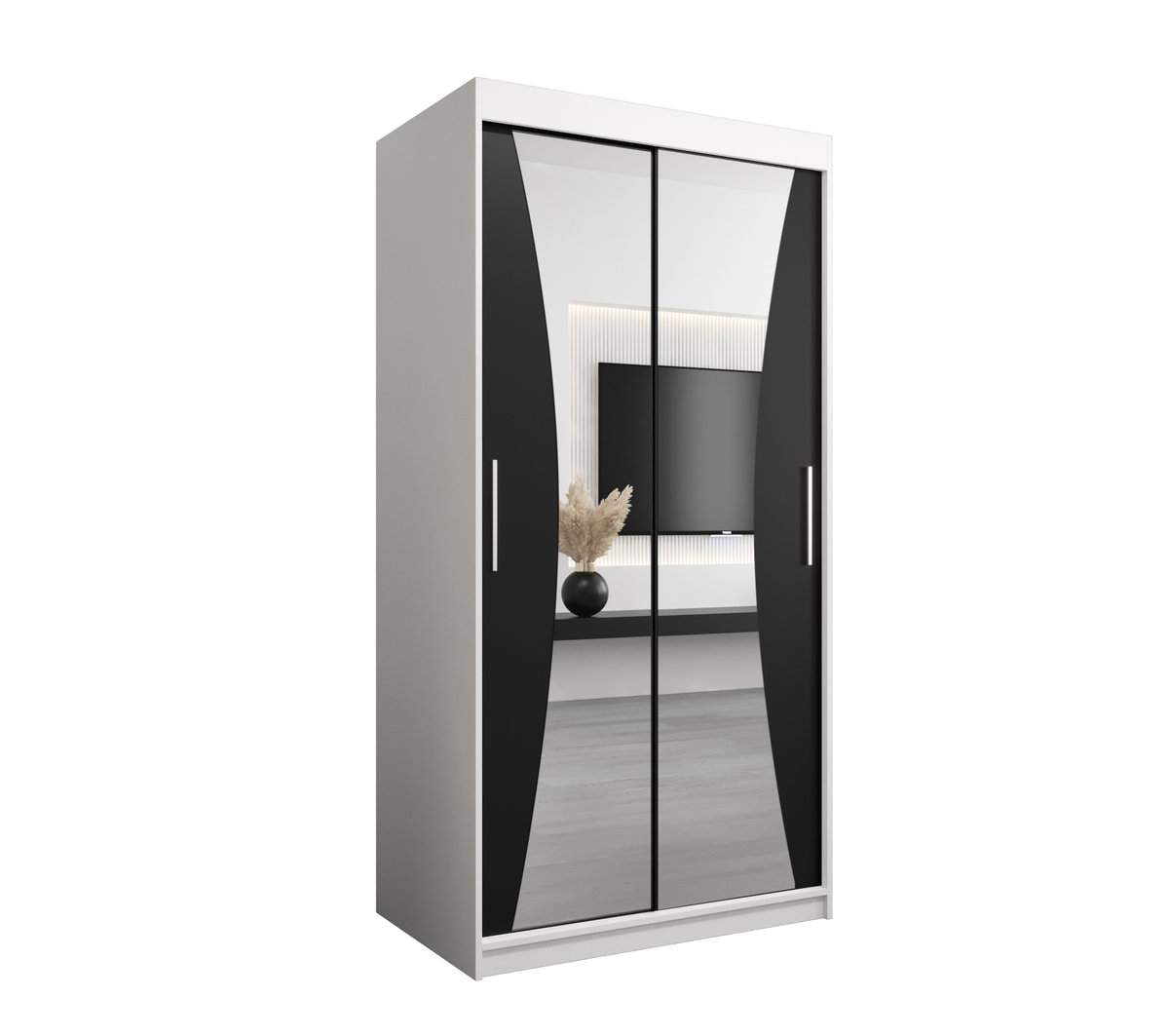 Szafa przesuwna Garderoba MONACO 100 gł. 62 biały/czarny