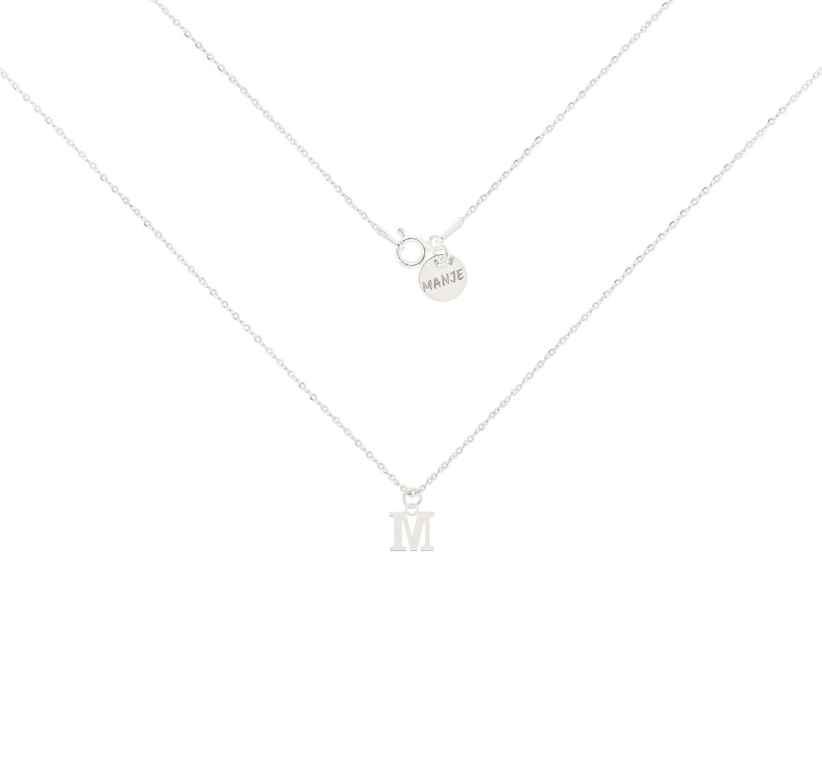 Srebrny naszyjnik z literką 45 cm A