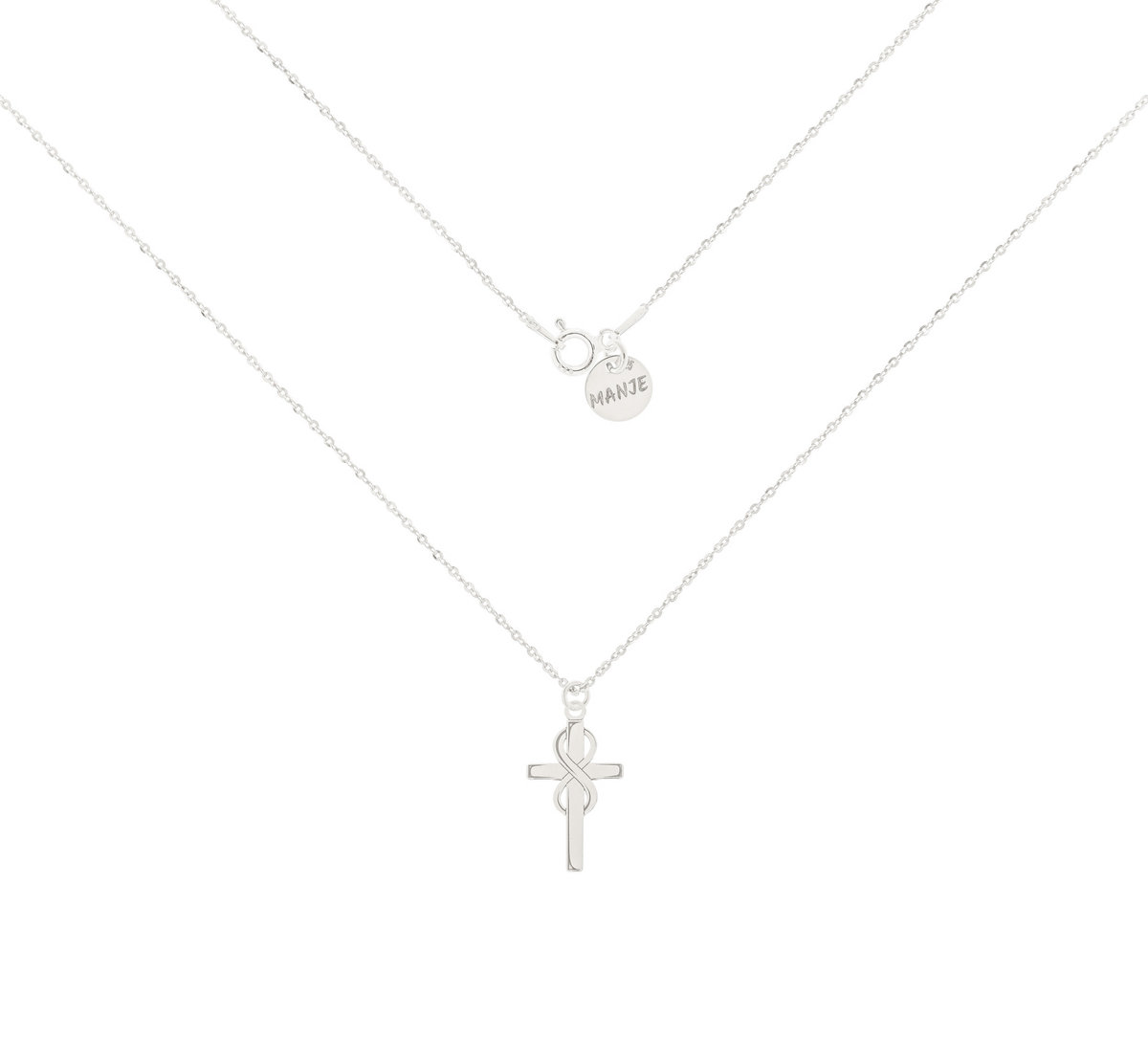 Srebrny naszyjnik z krzyżem i nieskończonością 50 cm
