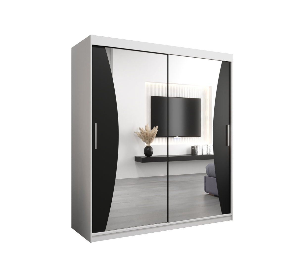 Szafa przesuwna Garderoba MONACO 180 gł. 62 biały/czarny