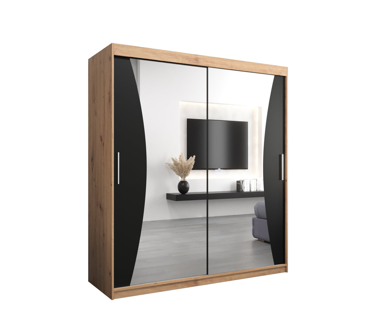 Szafa przesuwna Garderoba MONACO 180 gł. 62 artisan/czarny