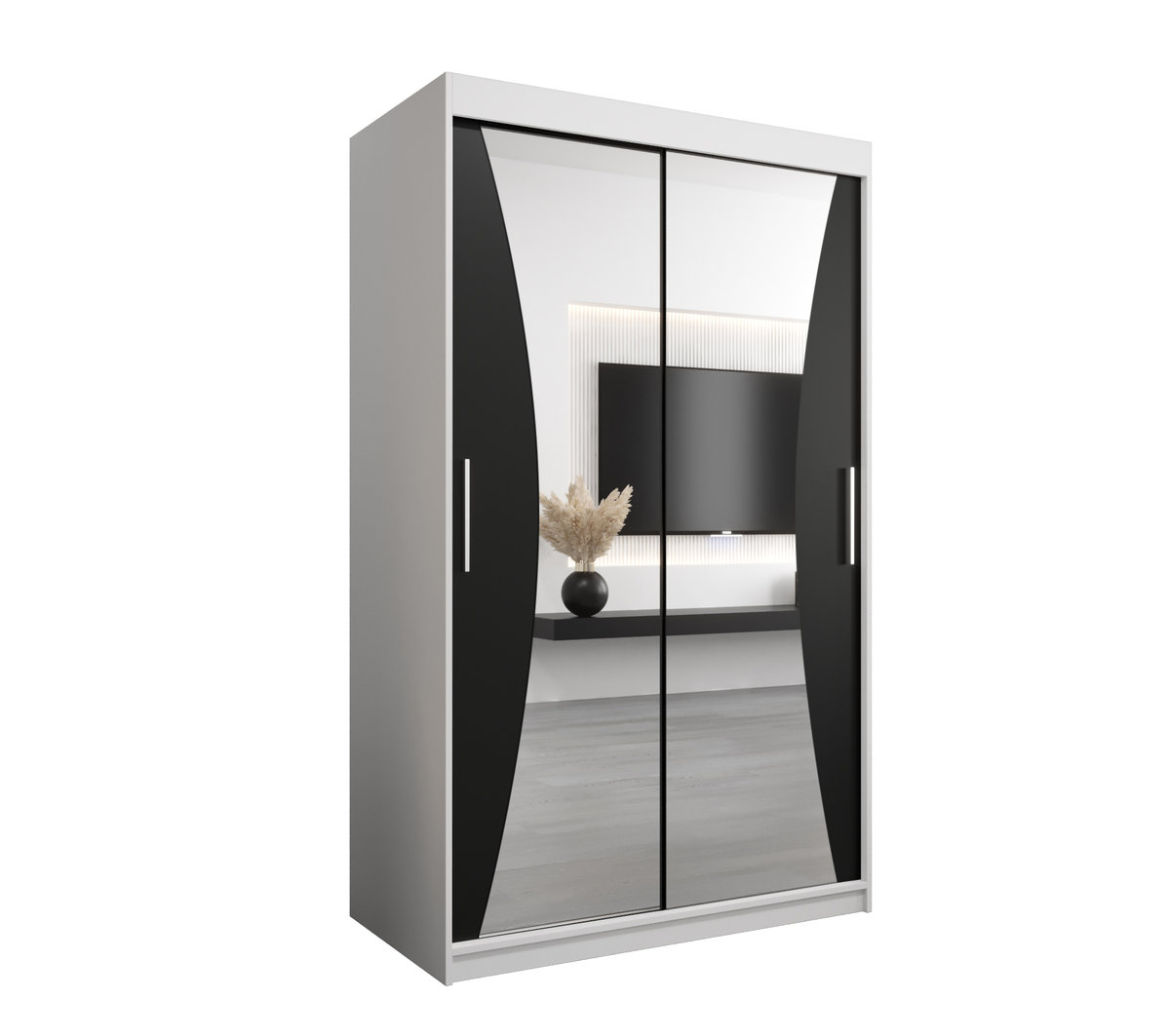 Szafa przesuwna Garderoba MONACO 120 gł. 62 biały/czarny