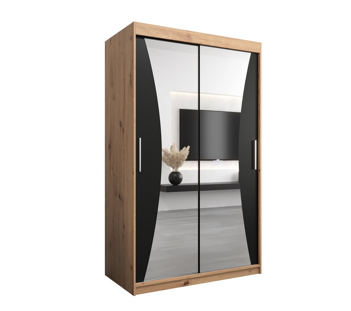 Szafa przesuwna Garderoba MONACO 120 gł. 62 artisan/czarny