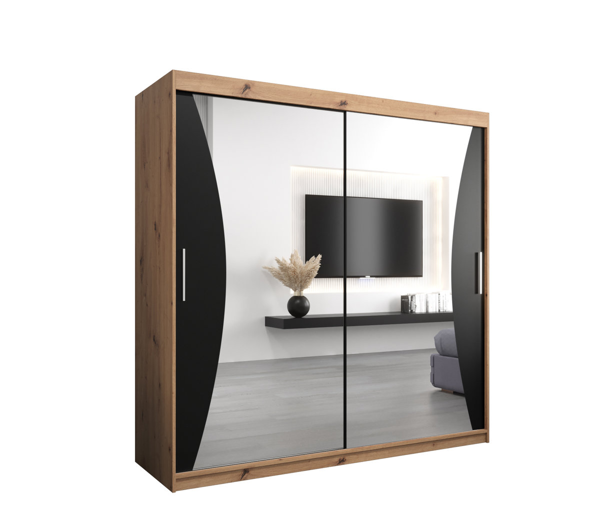 Szafa przesuwna Garderoba MONACO 200 gł. 62 artisan/czarny