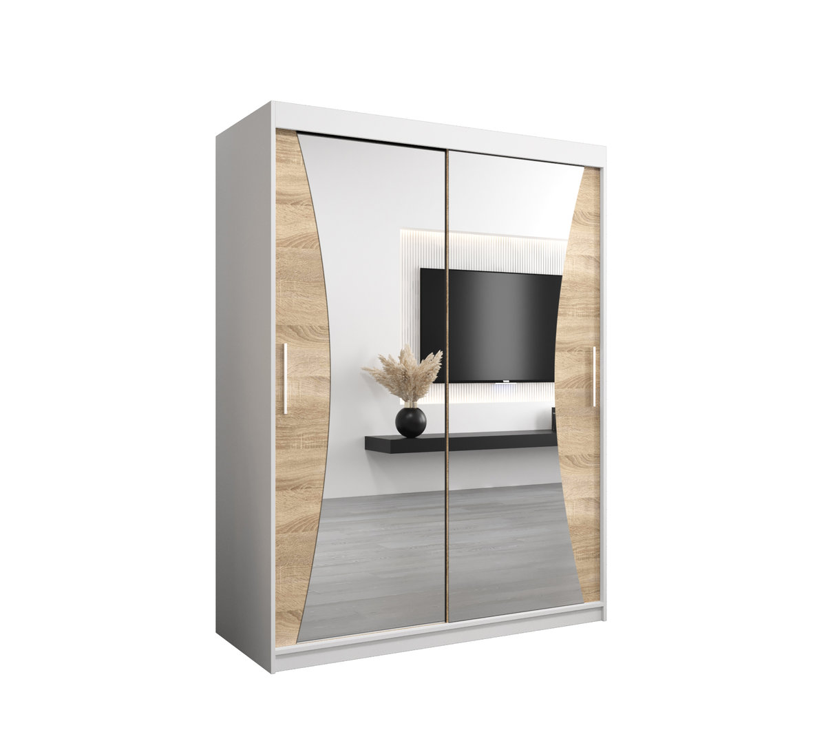 Szafa przesuwna Garderoba MONACO 150 gł. 62 biały/sonoma