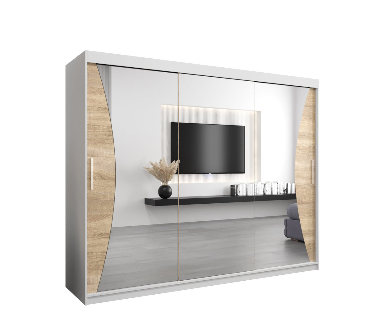 Szafa przesuwna Garderoba MONACO 250 gł. 62 biały/sonoma