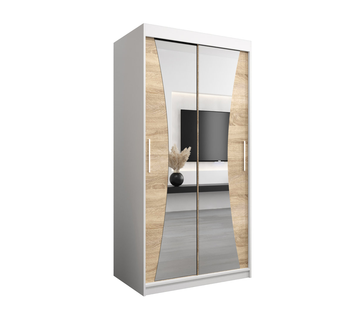 Szafa przesuwna Garderoba MONACO 100 gł. 62 biały/sonoma