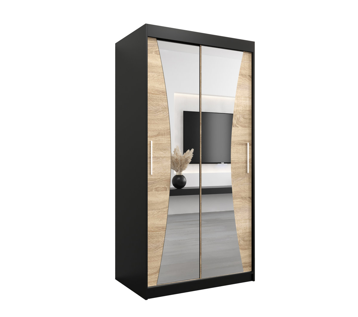 Szafa przesuwna Garderoba MONACO 100 gł. 62 czarny/sonoma