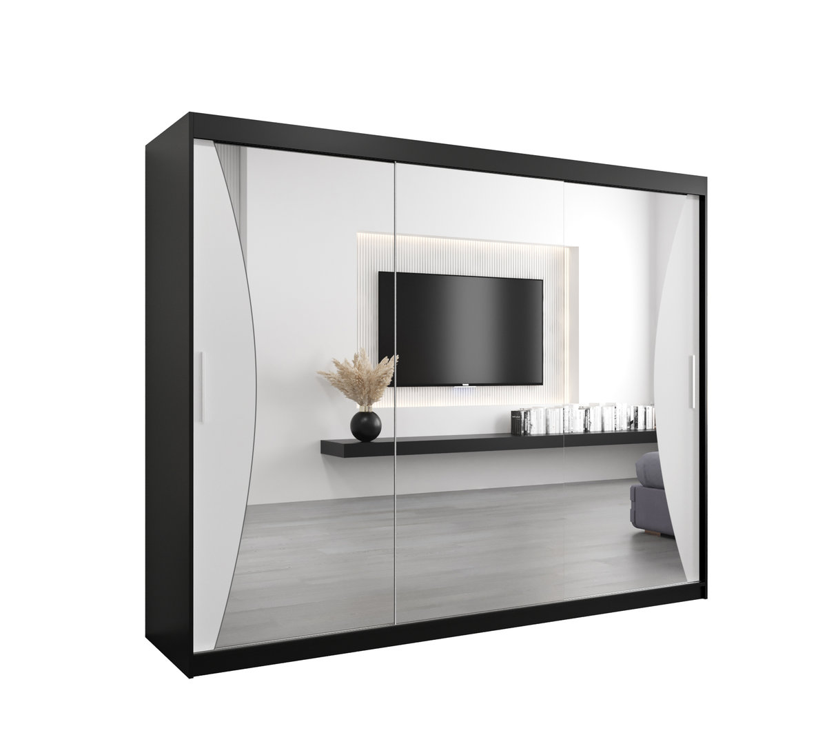 Szafa przesuwna Garderoba MONACO 250 gł. 62 czarny/biały