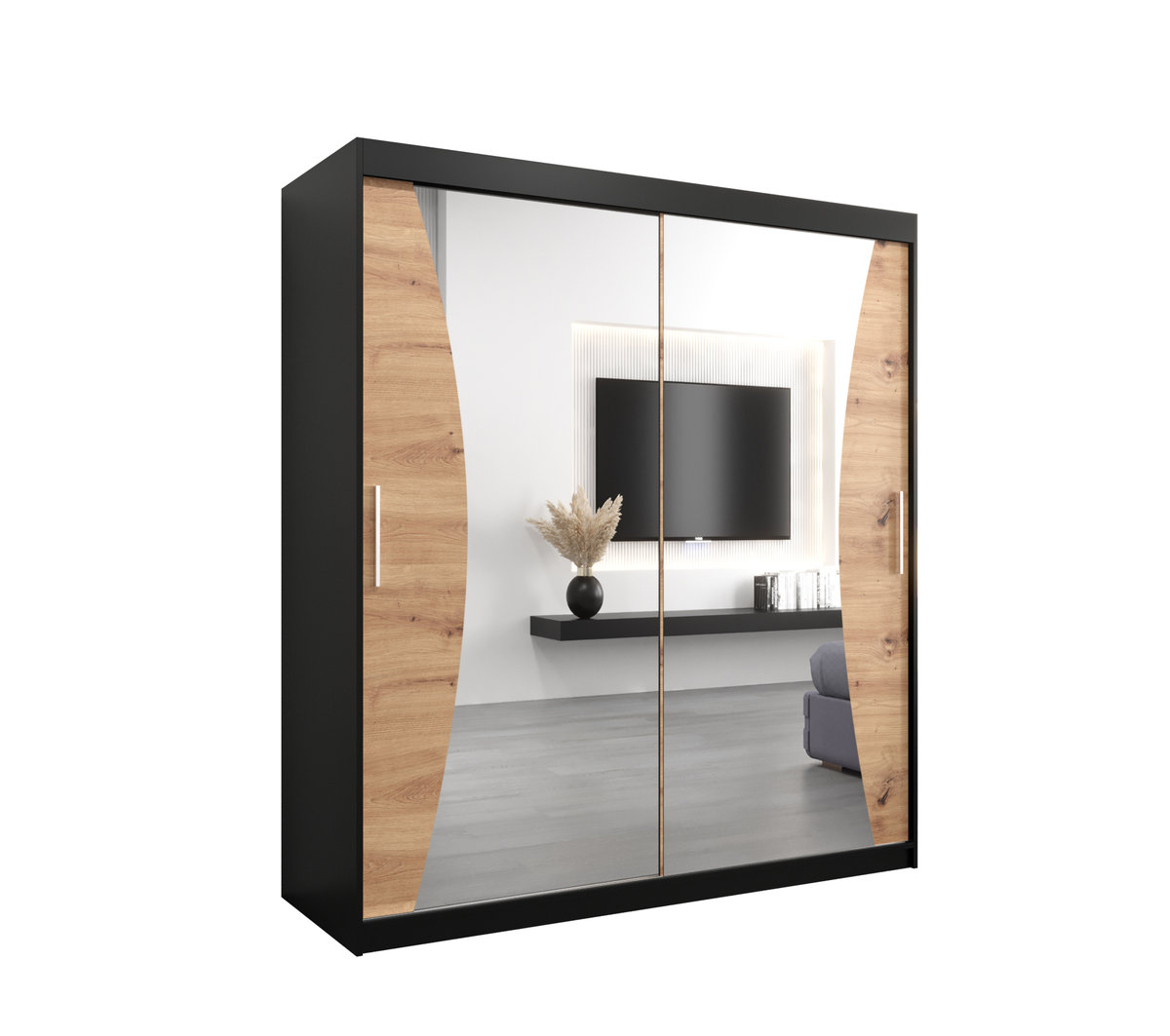 Szafa przesuwna Garderoba MONACO 180 gł. 62 czarny/artisan