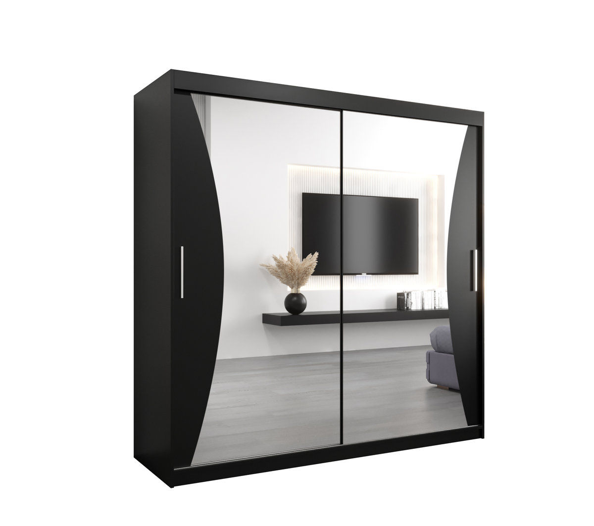 Szafa przesuwna Garderoba MONACO 200 gł. 62 czarny/czarny