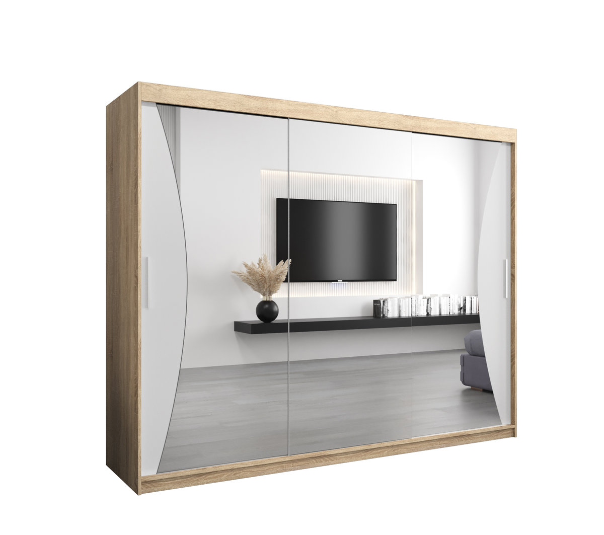 Szafa przesuwna Garderoba MONACO 250 gł. 62 sonoma/biały