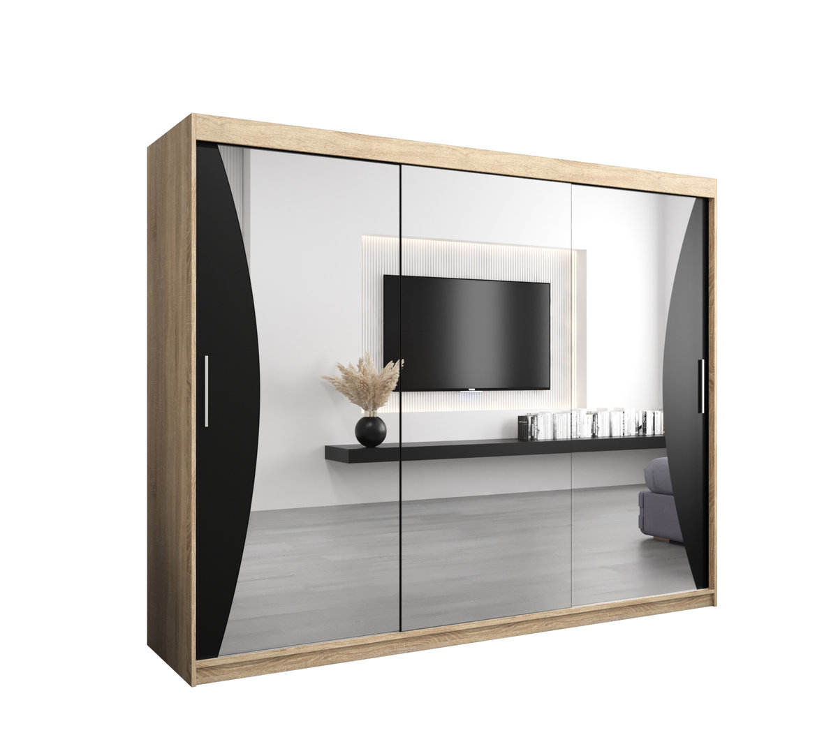 Szafa przesuwna Garderoba MONACO 250 gł. 62 sonoma/czarny