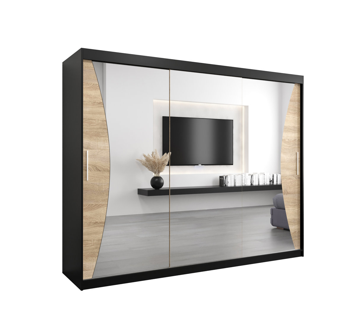 Szafa przesuwna Garderoba MONACO 250 gł. 62 czarny/sonoma