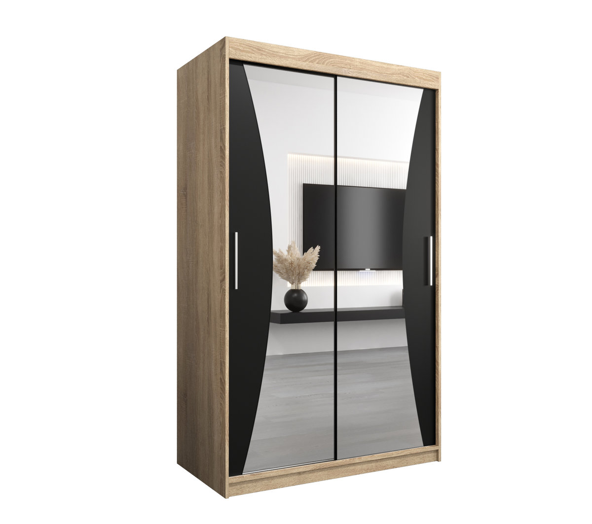 Szafa przesuwna Garderoba MONACO 120 gł. 62 sonoma/czarny