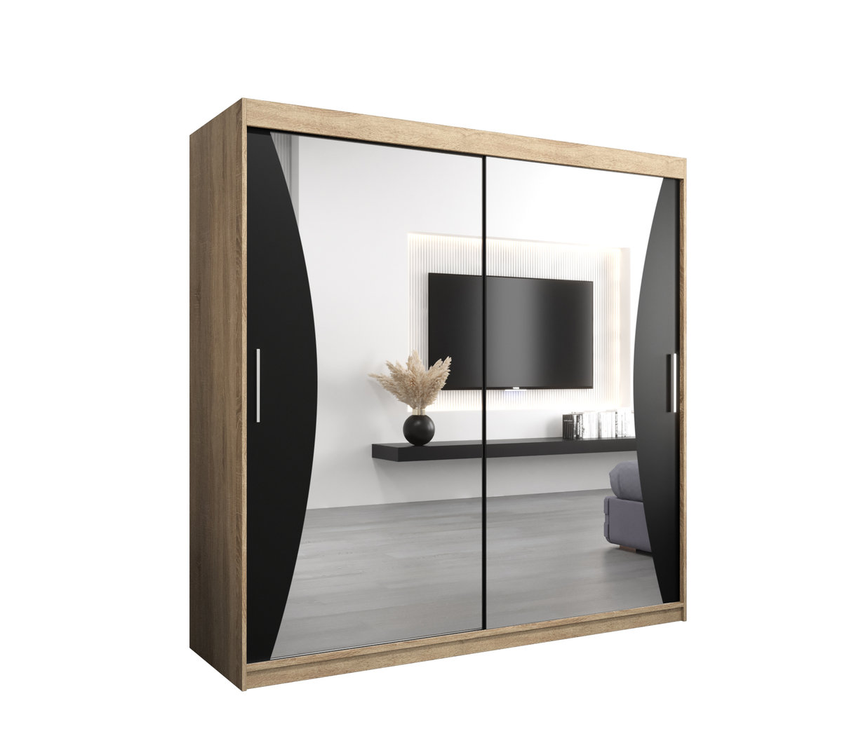 Szafa przesuwna Garderoba MONACO 200 gł. 62 sonoma/czarny