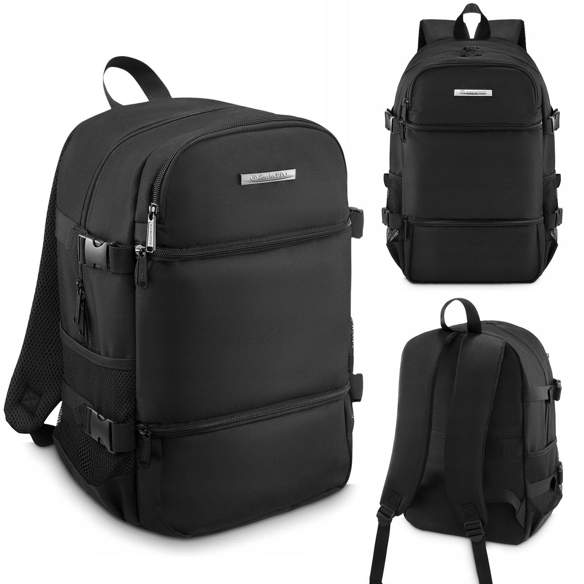 Zagatto Czarny plecak podróżny do samolotu 40x20x25 cm