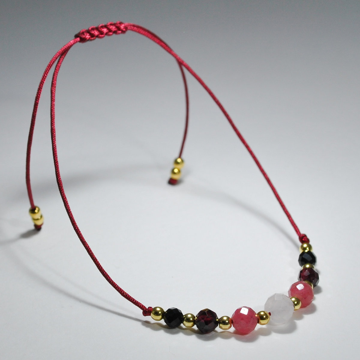 Czerwona Bransoletka z Kamieni Naturalnych KiANU Kwarc Różowy Rodochrozyt