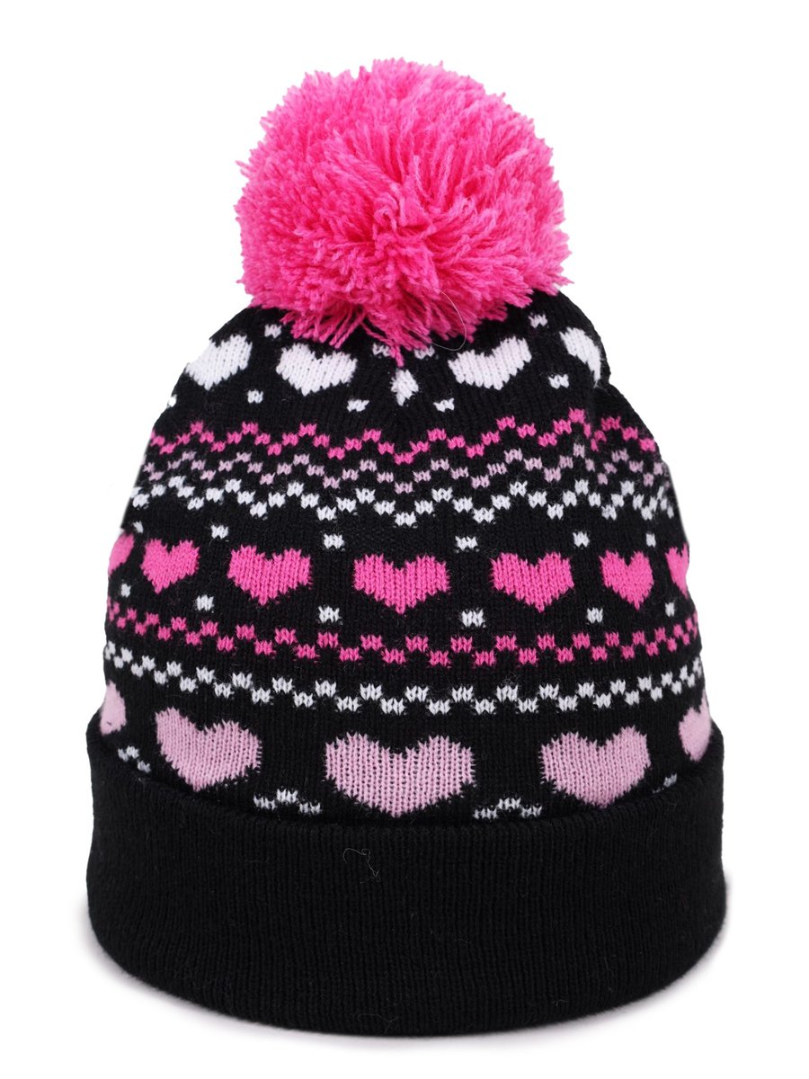 Czapka zimowa dziewczęca z pomponem serca 50-52 YOCLUB