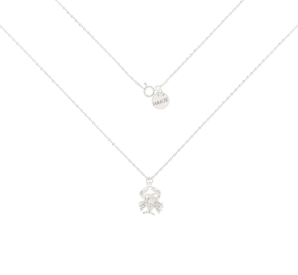 Srebrny naszyjnik ze znakiem zodiaku Rak 42 cm