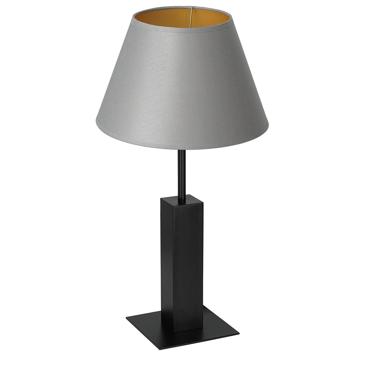 Lampa stołowa czarna 56 cm metalowa podstawa szary stożkowy abażur ze złotym wnętrzem Table lamps 1xE27 15W Luminex
