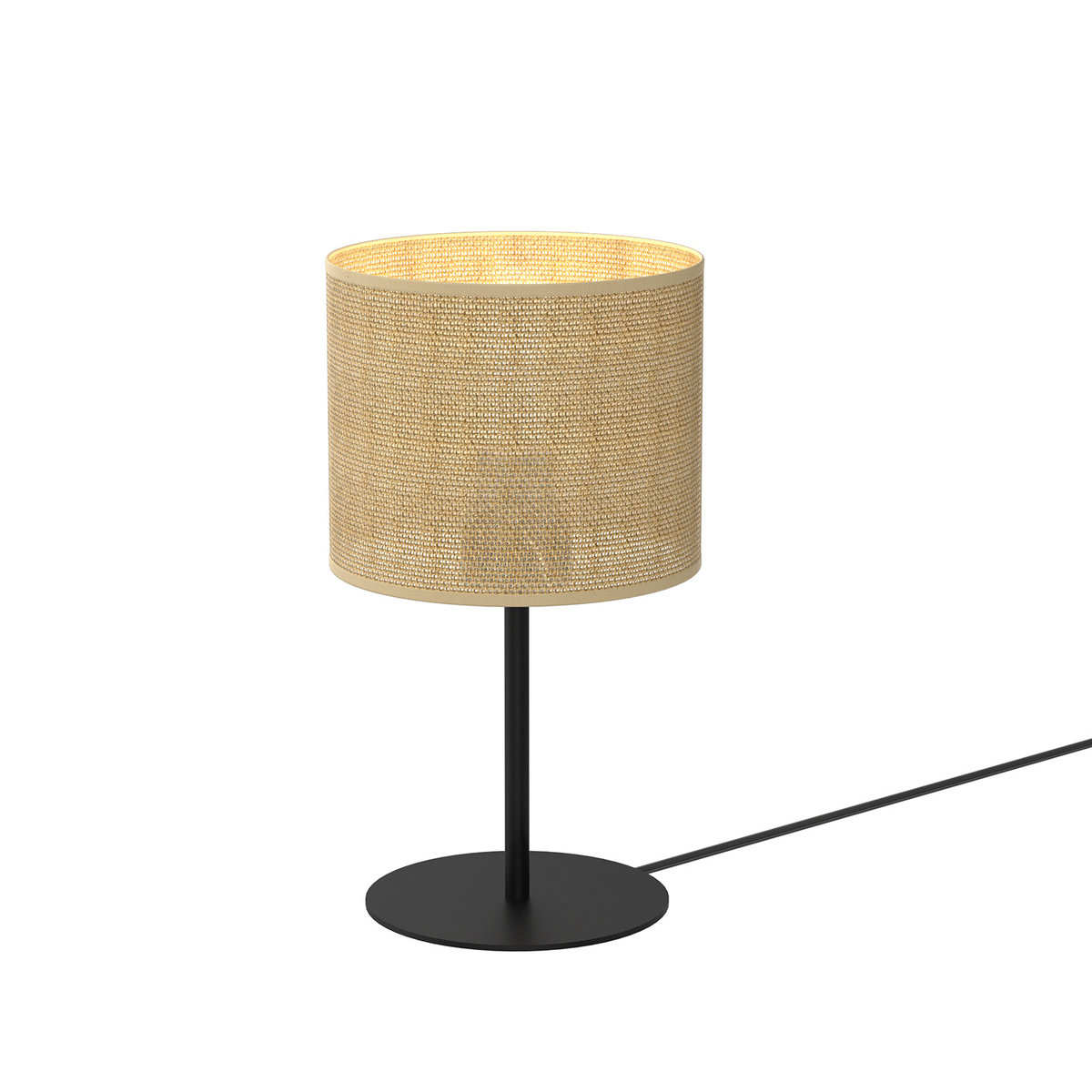 Lampa stołowa czarna jutowy beżowy abażur Ø18cm Jute 1xE27 15W Luminex