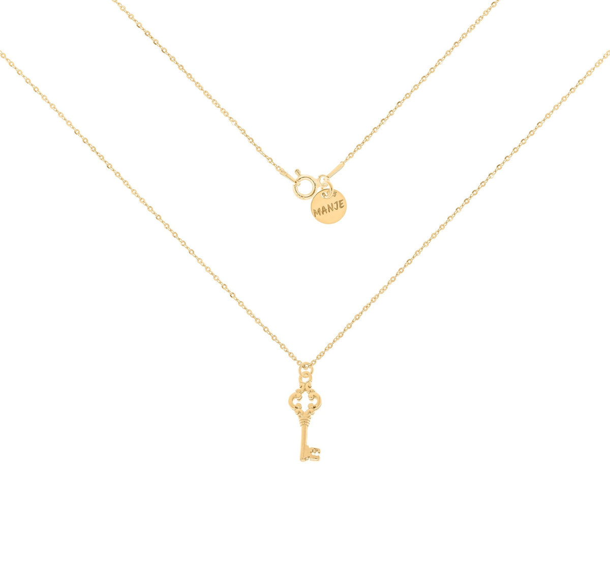 Pozłacany naszyjnik z kluczem 45 cm