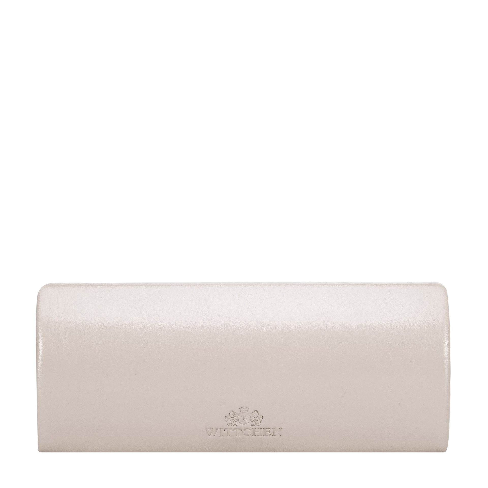 Etui na okulary ze skóry proste kremowe