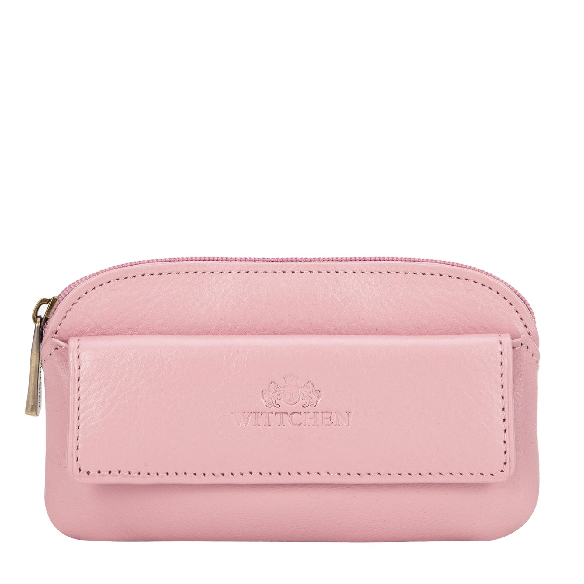 Etui na klucze skórzane z logo różowe