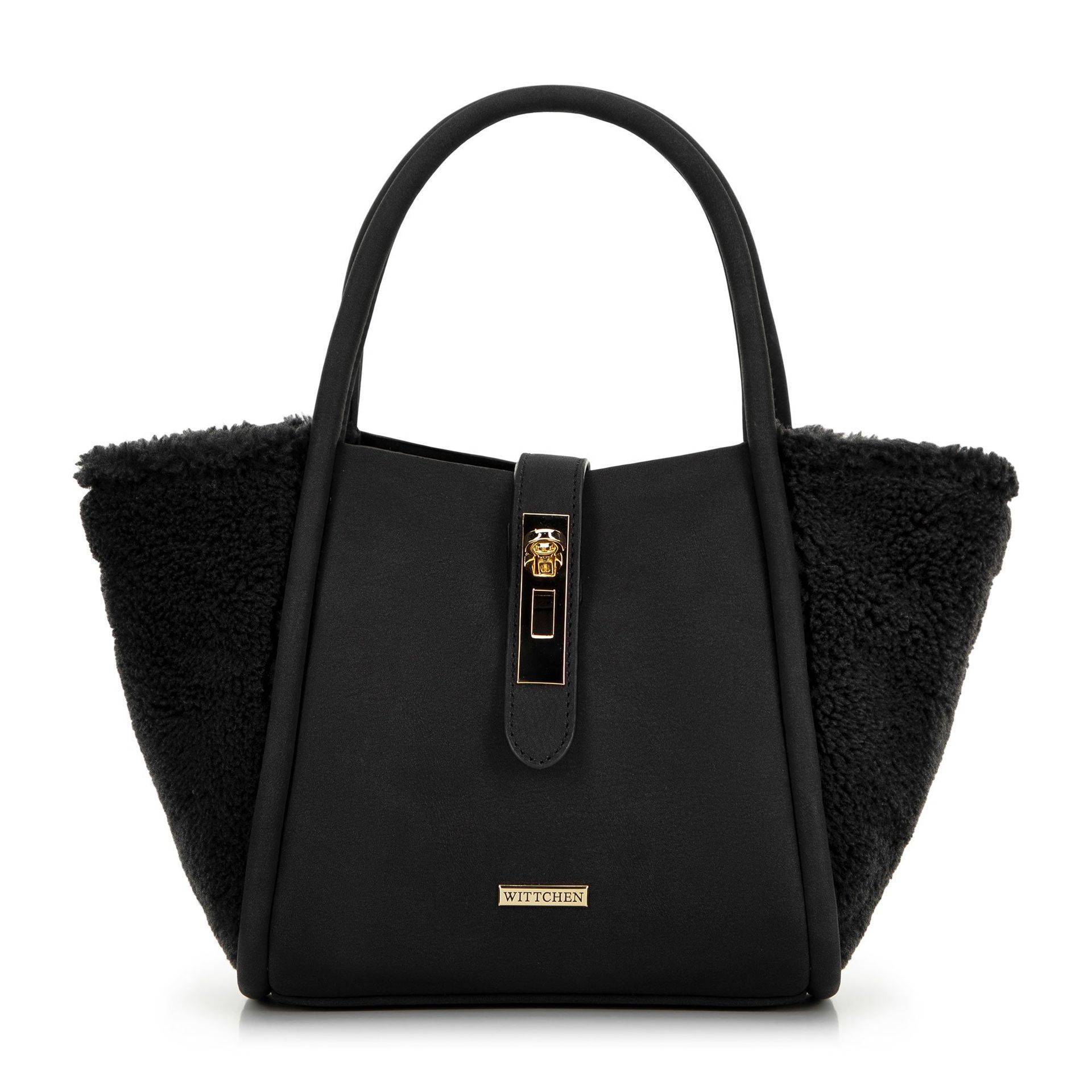 Damski kuferek z ekoskóry i futerka czarny