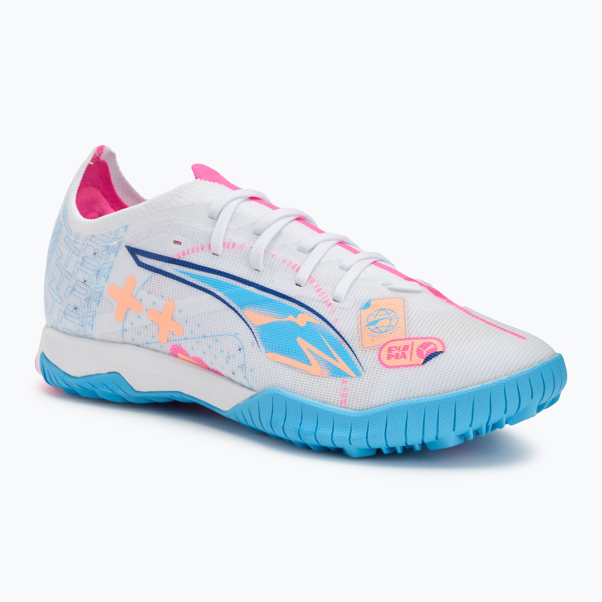 Buty piłkarskie PUMA Ultra 5 Match Vol. Up TT puma white/luminous blue/poison pink/fizzy melon WYSYŁKA W 24H 30 DNI NA ZWROT