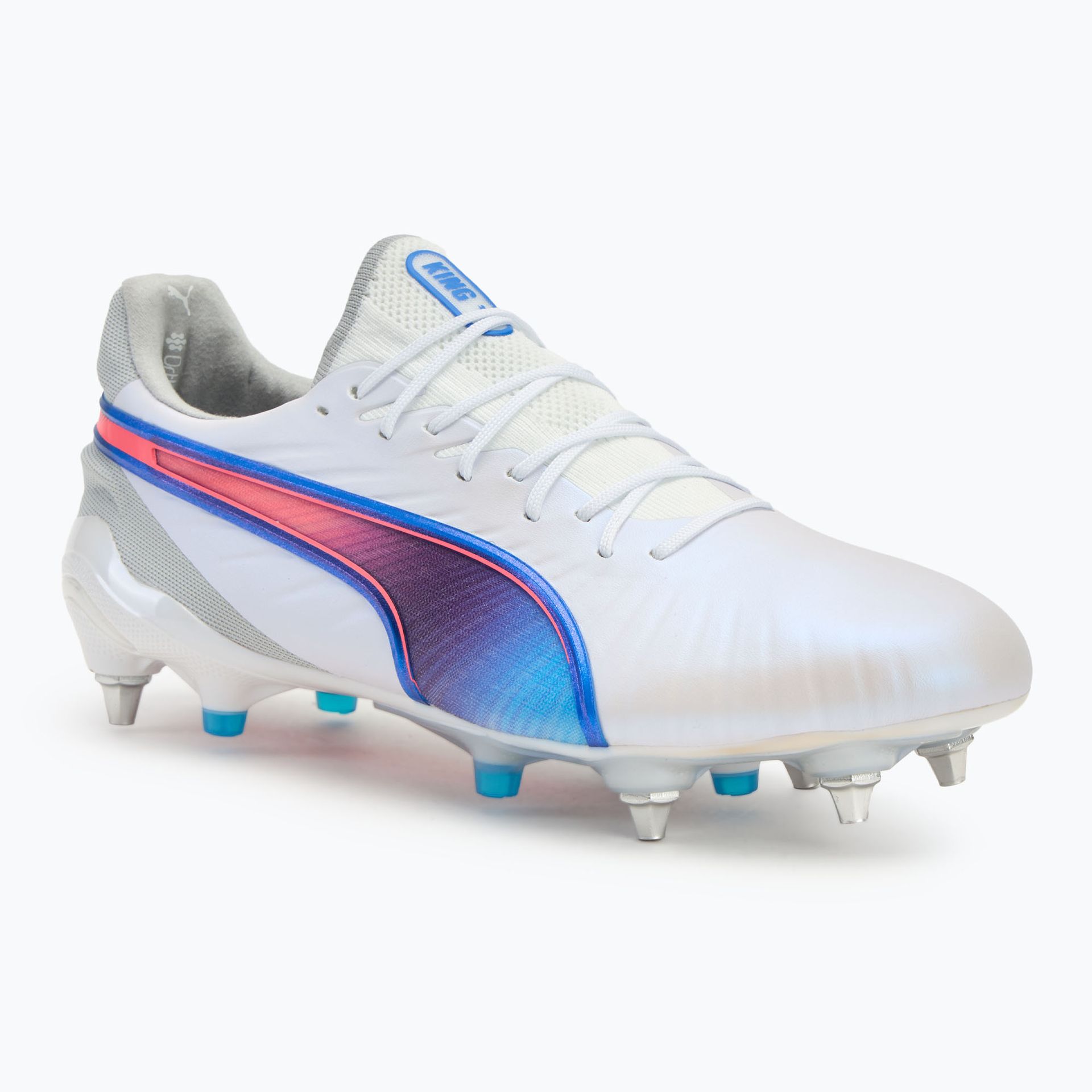 Buty piłkarskie męskie PUMA King Ultimate MxSG puma white/bluemazing/flat light grey/sunset glow WYSYŁKA W 24H 30 DNI NA ZWROT