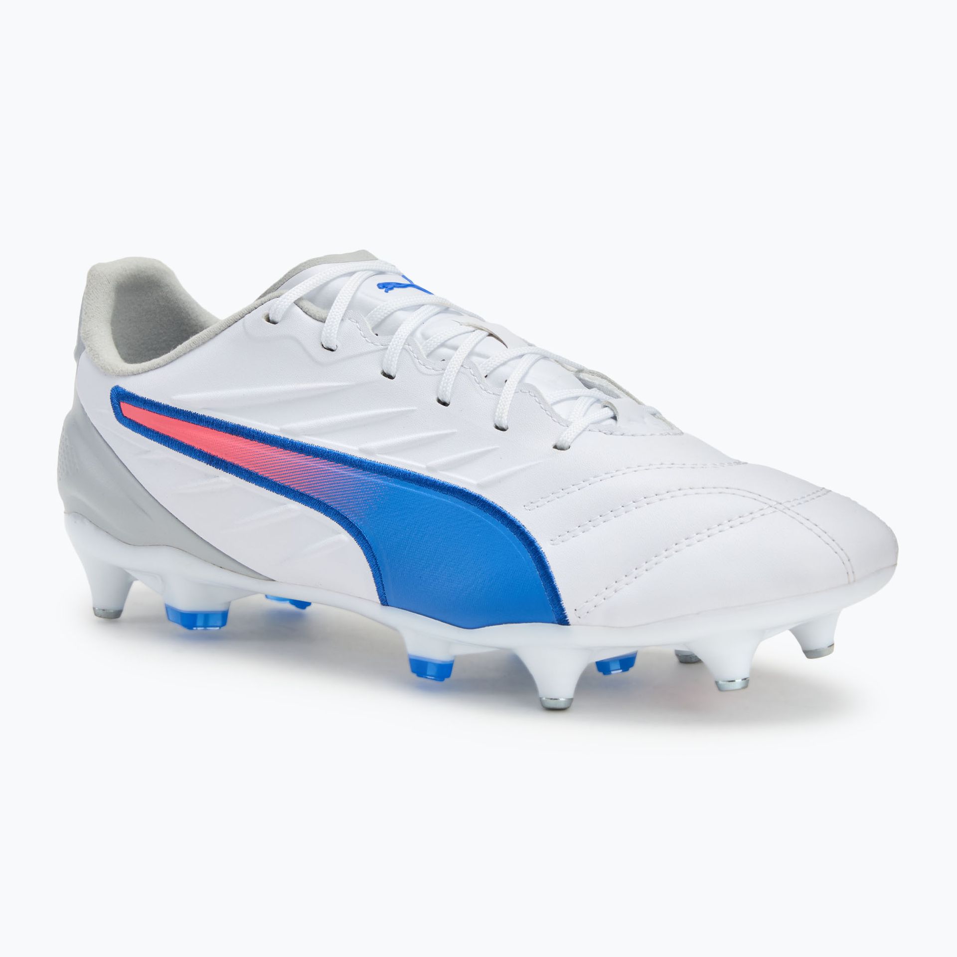 Buty piłkarskie męskie PUMA King Pro MxSG puma white/bluemazing/flat light grey/sunset glow WYSYŁKA W 24H 30 DNI NA ZWROT