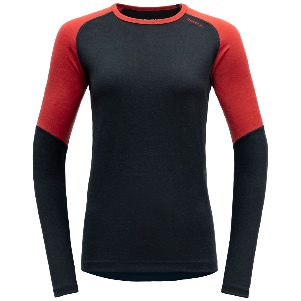 Damska koszulka Devold Jakta Merino 200 Shirt Rozmiar: L / Kolor: czarny/pomarańczowy
