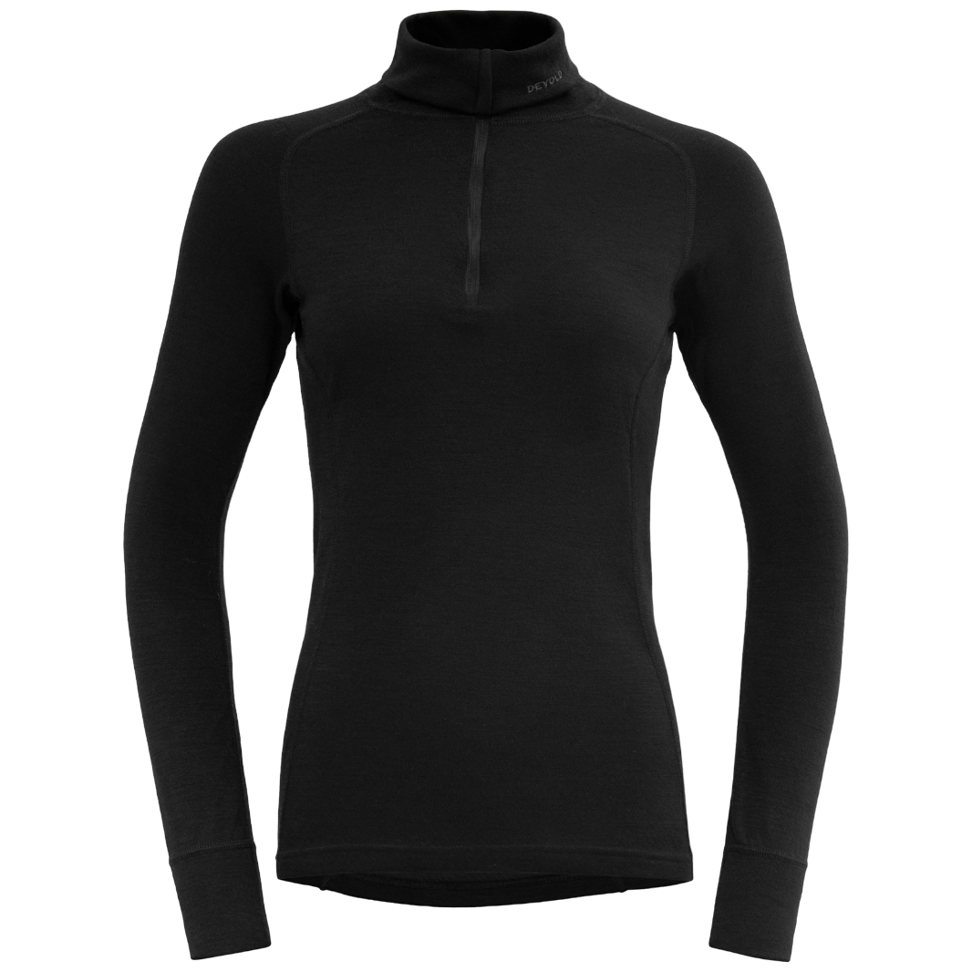 Damska koszulka Devold Duo Active Merino 205 Z.Neck Rozmiar: S / Kolor: czarny/szary