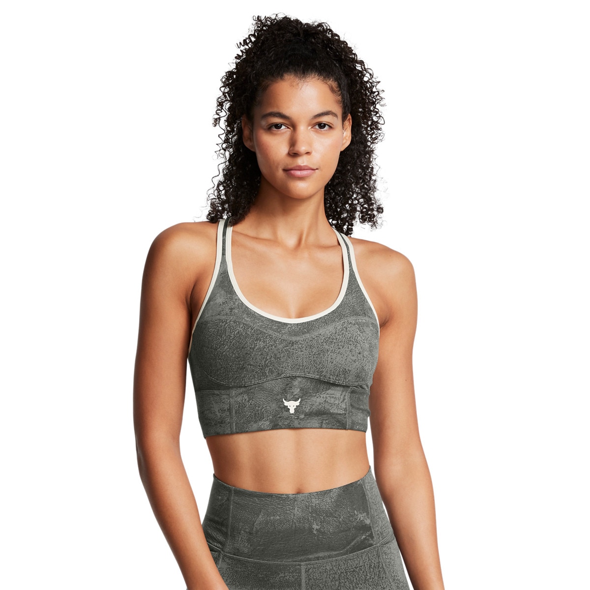 Biustonosz treningowy Under Armour Project Rock LG LL Infty Bra Pt - szary - UNDER ARMOUR