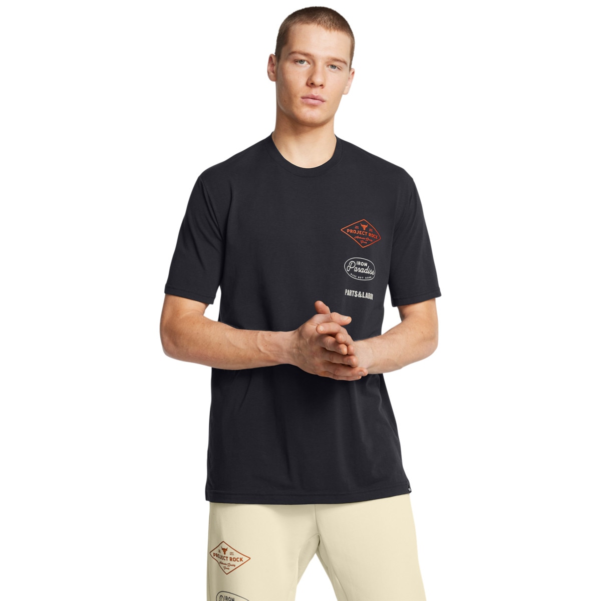Męski t-shirt z nadrukiem Under Armour Project Rock Tools Of The Trade Short Sleeve - czarny - UNDER ARMOUR